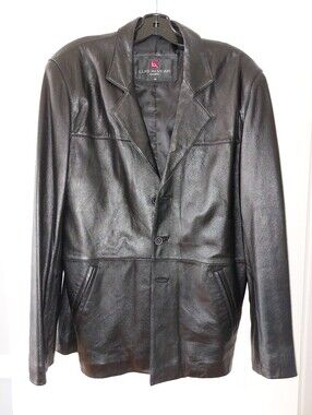 Luis Alvear Men's Black Leather Blazer Jacket